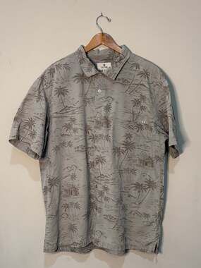 Solitude Tropical Palm Tree Print Button Down Shirt XXL